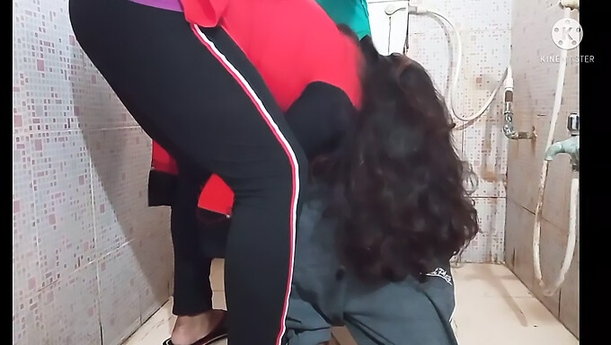 Indian step-sister catches her sister's husband in the bathroom and engages in sexual activity